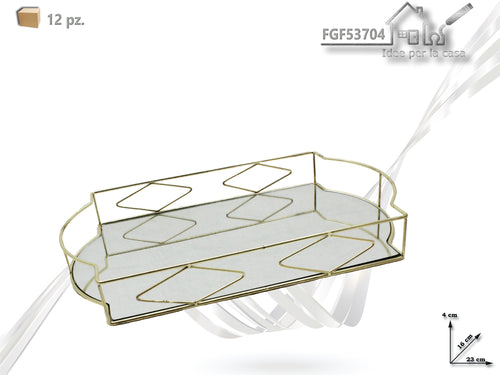 Vassoio Metallo Rettangolare Color Oro