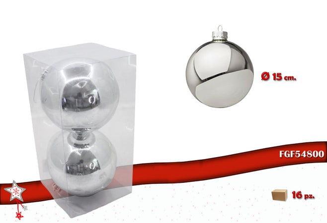 Confezione 2 Sfere Lisce Color Argento