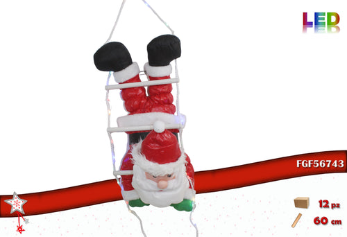 Babbo Natale su Scala con Led