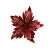 Fiore decorativo natalizio effetto brillantinato con stelo per alberi e ghirlande h 27 cm