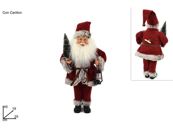 Babbo natale carillon con lanterna e albero 45cm