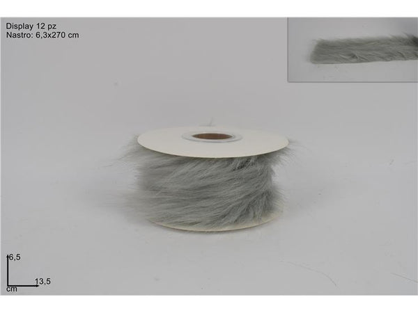 Nastro pelliccia grigio 6.3x270cm.