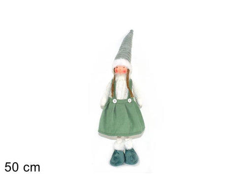 Bambola 50cm vestito velluto verde.