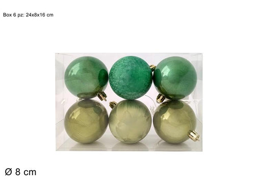 Palle 8cm 6 pezzi Perlata/Satinata Verde