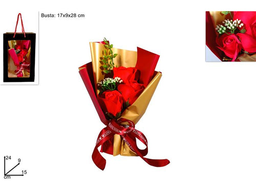 Mazzo rose in busta regalo