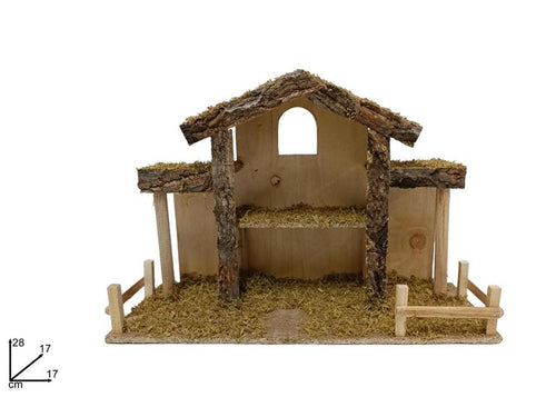 Capanna Presepe con Soppalco con Muschio.