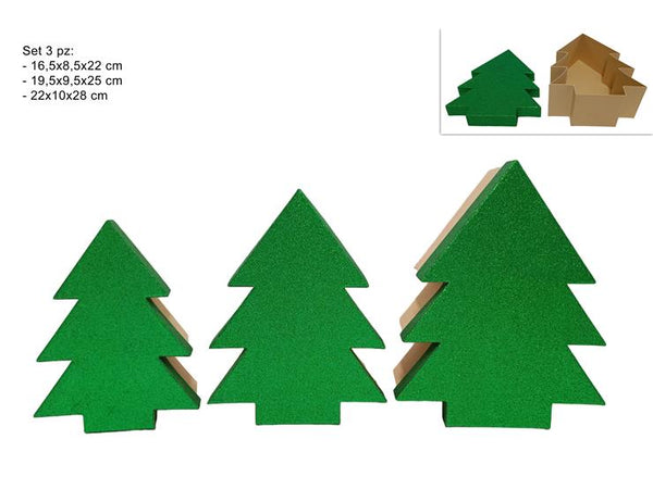 Scatola Albero di Natale set 3 Pezzi Verde