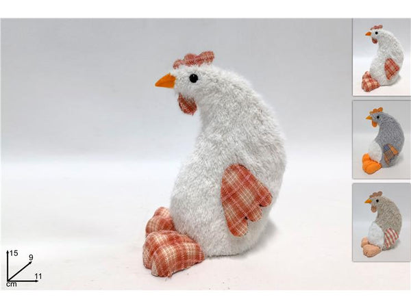 Gallina Pelliccia Decorata 15cm 3 Colori