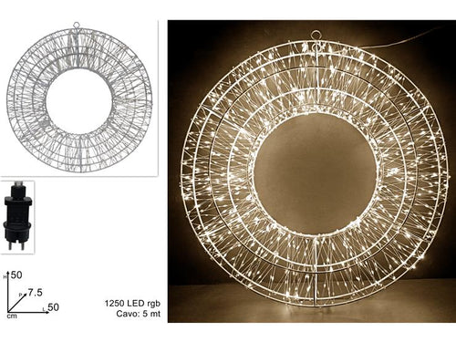 Cerchio Luminoso 50cm 1250 Led Bianco Caldo