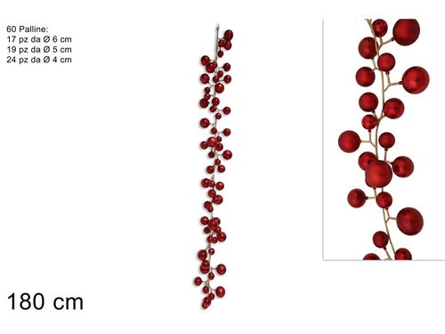 Ghirlanda 60 Palline 180cm Rosso