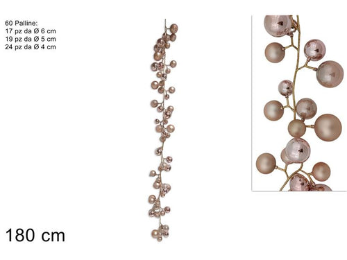 Ghirlanda 60 Palline 180cm Rosa