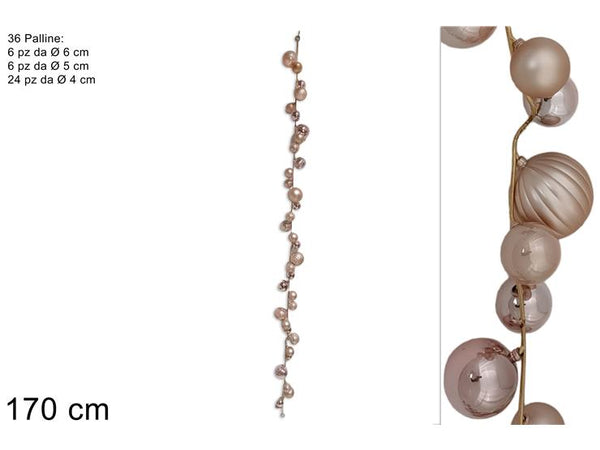 Ghirlanda 36 Palline 170cm Rosa