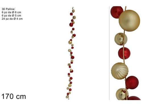Ghirlanda 36 Palline 170cm Rosso/Oro