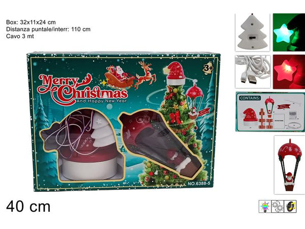 Puntale Albero Mongolfiera con Movimento, Luce, Musica