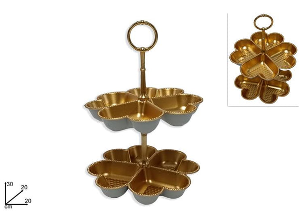 Alzatina Cuori in Plastica 2 Piani Oro