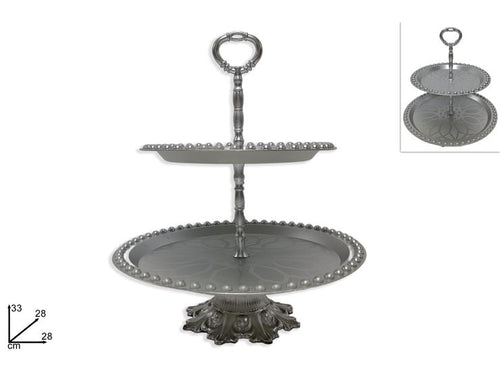 Alzatina in Plastica 2 Piani Silver