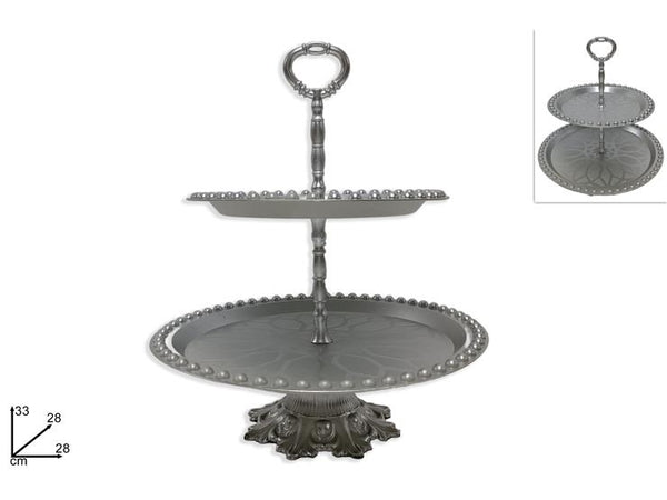 Alzatina in Plastica 2 Piani Silver