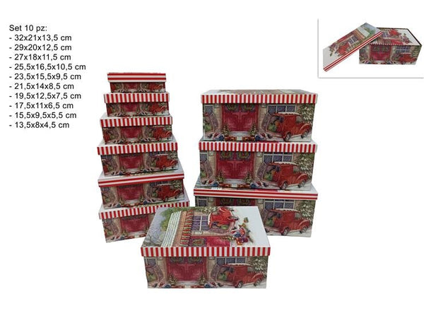 Scatole Rettangolari Set da 10 Pezzi Decoro Auto Natalizia