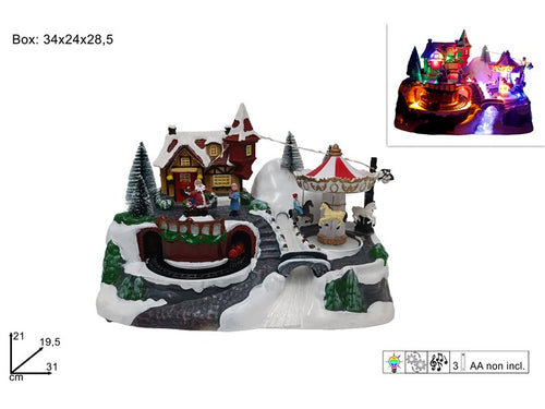 Giostrina Scenario Natalizio, Carosello con Treno e con Luce e movimento