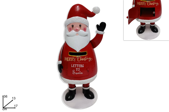 Babbo Natale porta lettere in latta decorazione natalizia h 36 cm