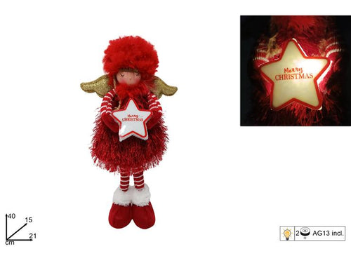 Angelo 40cm Con Stella Luminosa Rossa