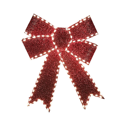 Fiocco decorativo colore rosso con microLed decorazione natalizia da appendere