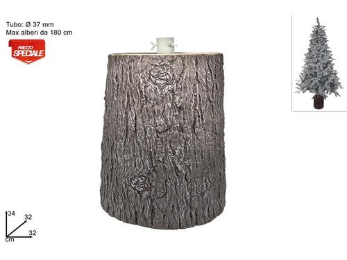 Tronco per Albero in Vetroresina Diamero 32cm Altezza 34cm Marrone