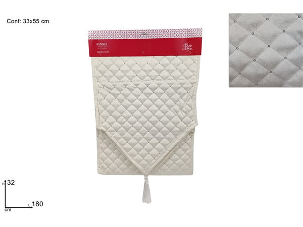 Runner 180x32cm Velluto Bianco con Paillettes