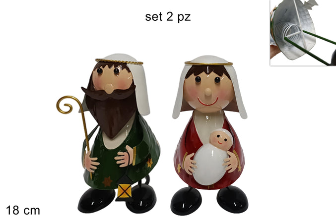 Natività in latta con molla per decorazioni natalizie set da 2
