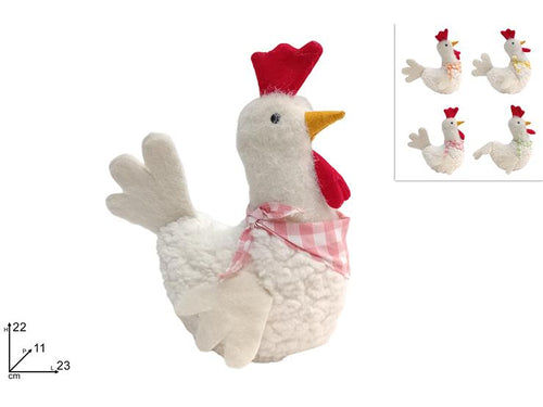 Gallina 22cm con Pelliccia e Fazzoletto 4 Colori