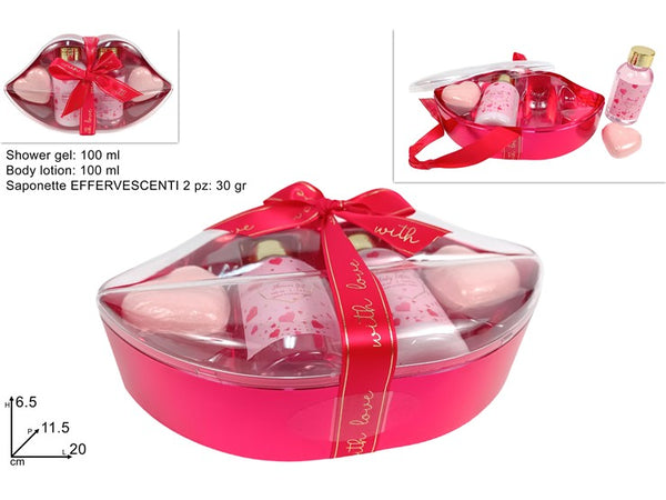 Confezione Labbra Set da Bagno 4 Pezzi Rossa