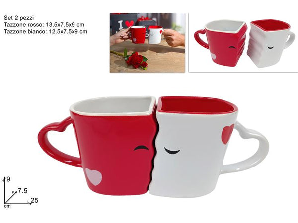 Tazzoni in Ceramica San Valentino Set da 2 Pezzi