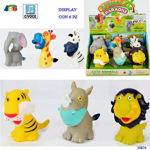 DISPLAY 6 ANIMALI ZOO MORBIDI C/SUONO