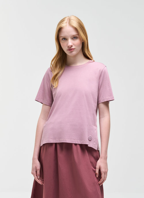 Colmar Originals T-shirt Donna Rosa con Spacchetti Laterali in Cotone Regular Fit 8672 6SH