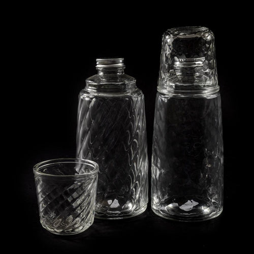 Bottiglia 1 Litro e Bicchiere 230ml in Vetro Diametro 10xH25,5cm Assortito