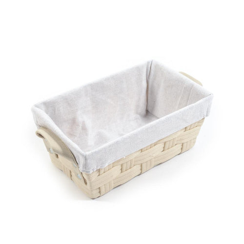 Cestino Intrecciato in Tessuto e Metallo con Manici 33x20x13cm