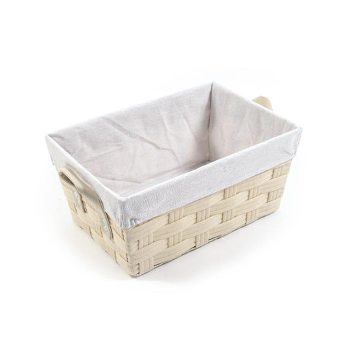 Cesta Intrecciata in Tessuto e Metallo con Manici 42x28x19cm