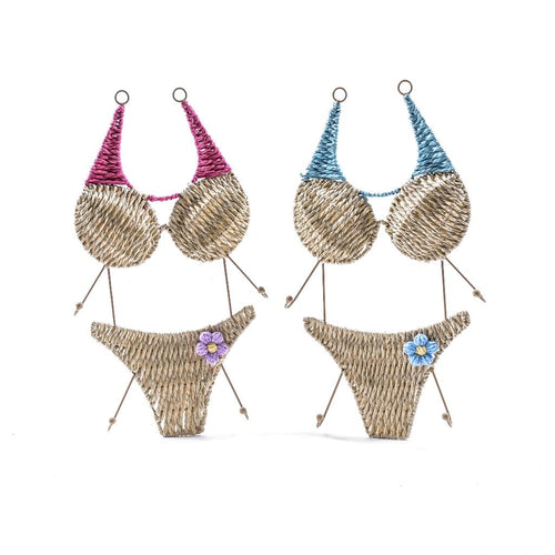 Appendino Costume da Bagno in Metallo e Carta 4 Ganci 26xH46,5cm Colori Assortiti