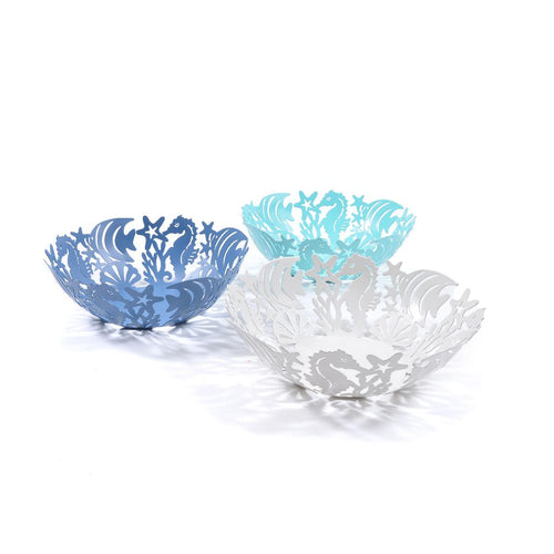 Cestino in Metallo Decorato Diametro 27x9cm Colori Assortiti