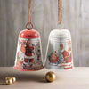 Campana decorata con Babbo in metallo per decorazioni natalizie