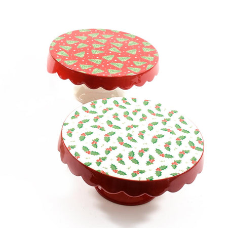 Alzata su piede in ceramica per decorazioni natalizie Ø 26 cm