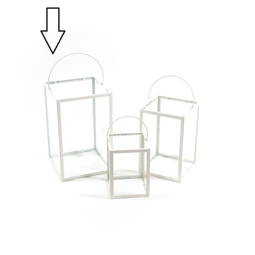 Lanterna in Metallo Bianco Grande H29x18x18cm