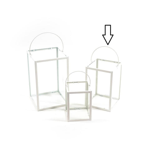 Lanterna in Metallo Bianco Media H14x15x15cm