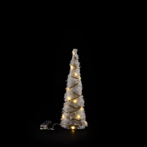 Albero cono Bianco Oro 20 Luci Led H40xDiametro 12cm