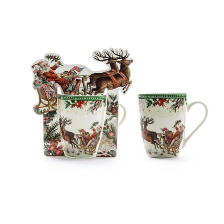 Tazza natalizia grande in porcellana floccata da 350 ml per decorazioni natalizie h 11,5 cm