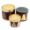 Set di 3 scatole tonde in carta, color oro, verde e rosso, per confezioni regalo
