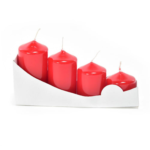 Set 4 Candele Pillar "Avvento" Lucid Rosse