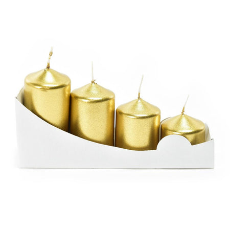 Set 4 Candele "Pillar" Avvento Oro H CM 8,5 / 7 / 5,5 / 4 X DIAM. 4CM