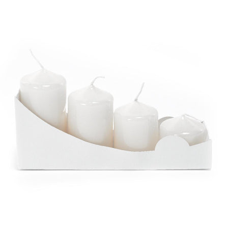 Set 4 Candele "Pillar" Avvento Bianche H CM 8,5 / 7 / 5,5 / 4 X DIAM. 4CM