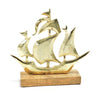 Veliero in Alluminio Oro e Legno 23x6x22.5cm